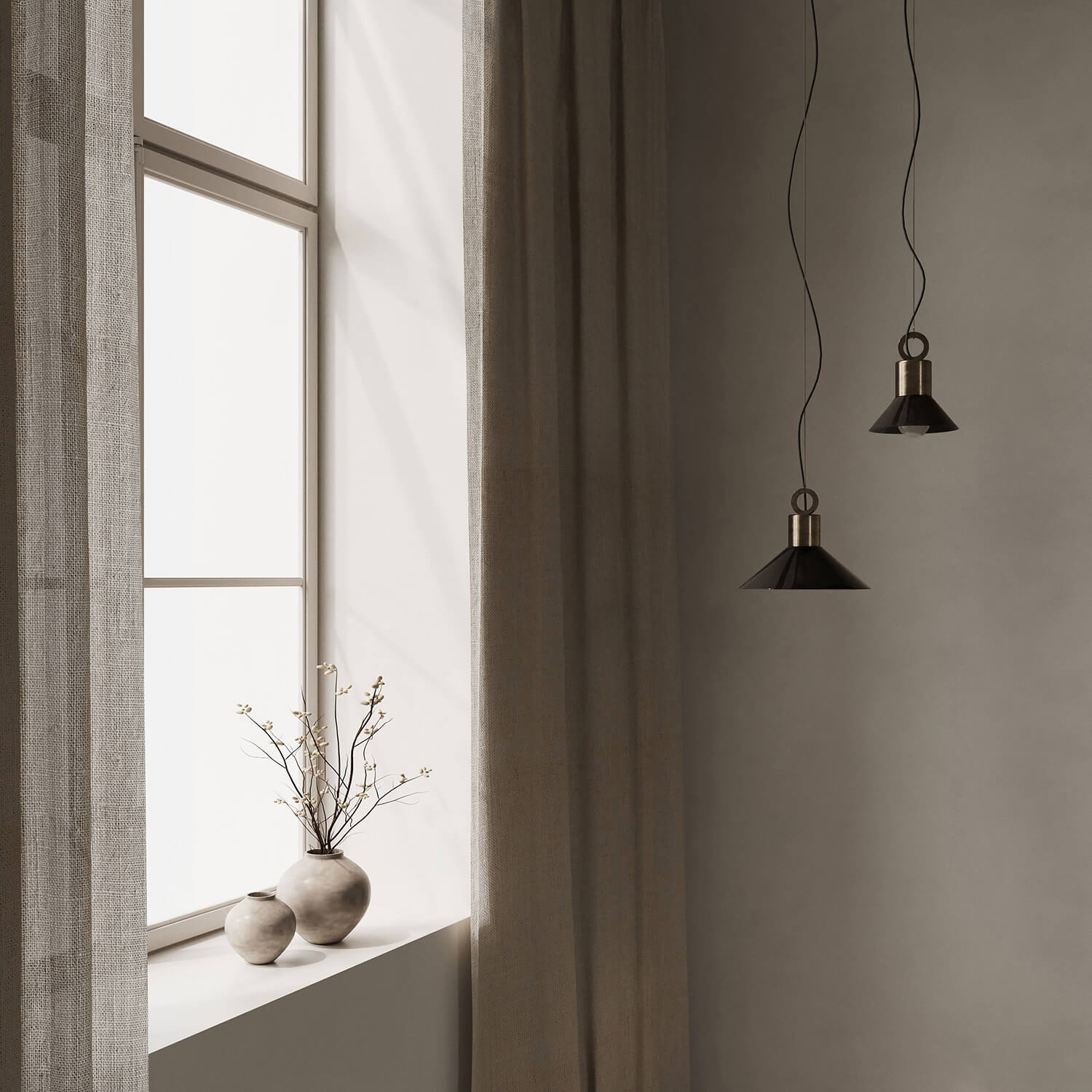 Embassy Interiors :: Oslo pendant lamp with ring, black and brass, diameter 25 cm