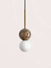 Aromas :: Dalt hanging lamp brown marble / gold metal dia. 10 cm