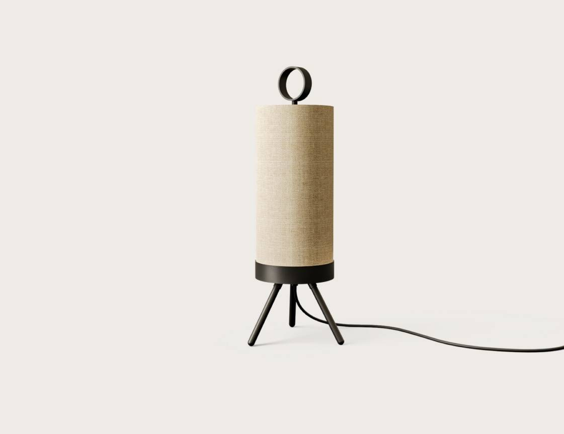 Aromas :: Nooi Tischleuchte mit Leinenschirm, Höhe 45 cm, beige