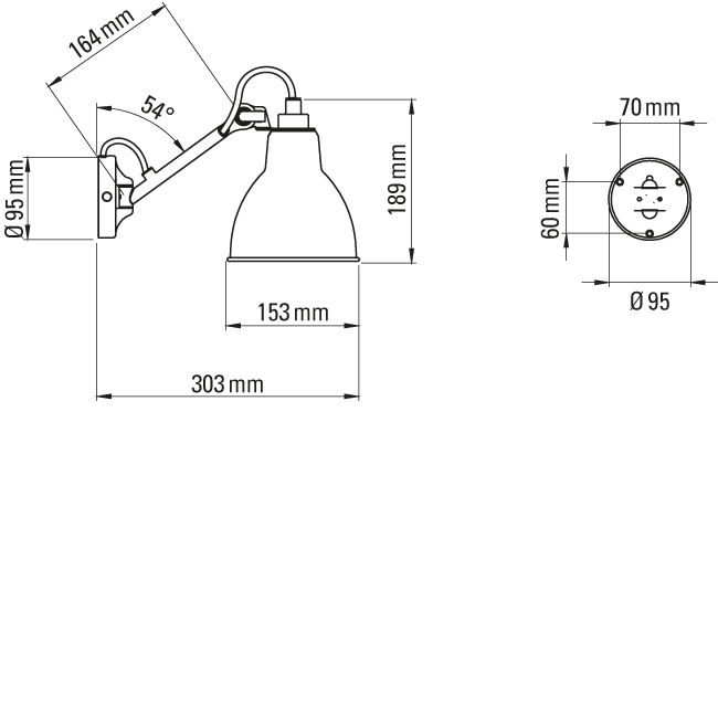 DCW:: Lampe Gras N°104 Bathroom CLI wall lamp/sconce black diameter 15.3 cm