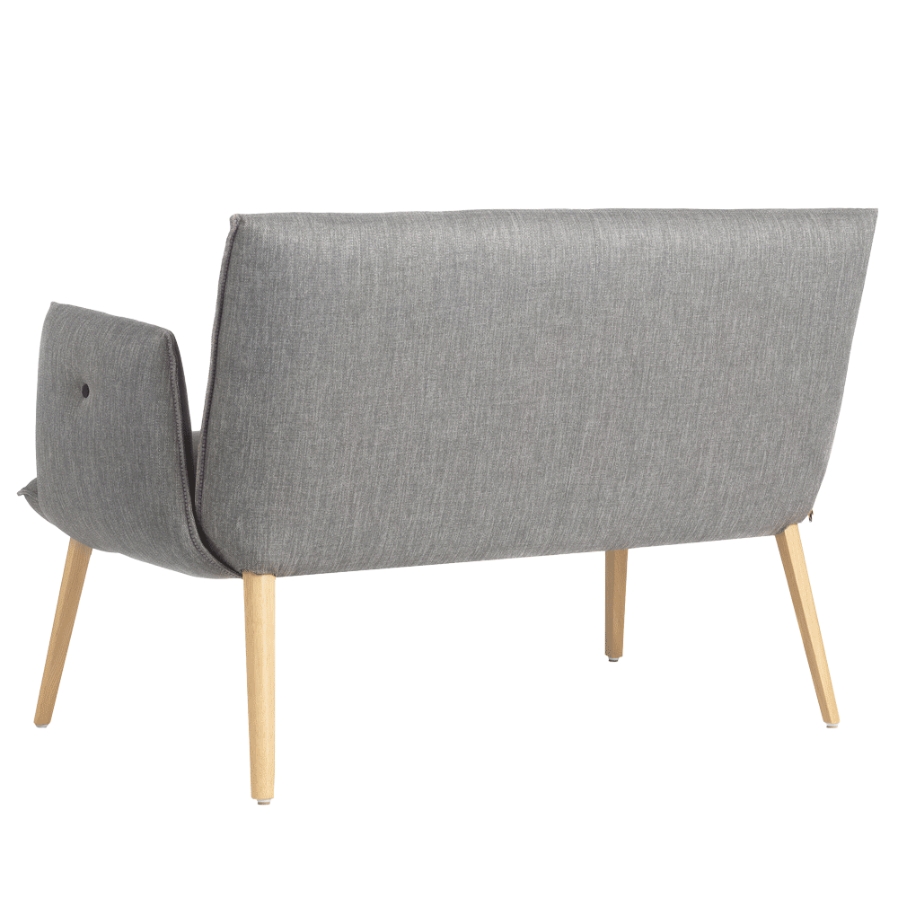 Mobitec :: Soda C12 2-seater upholstered sofa/bench, width 134 cm, gray, with wooden legs