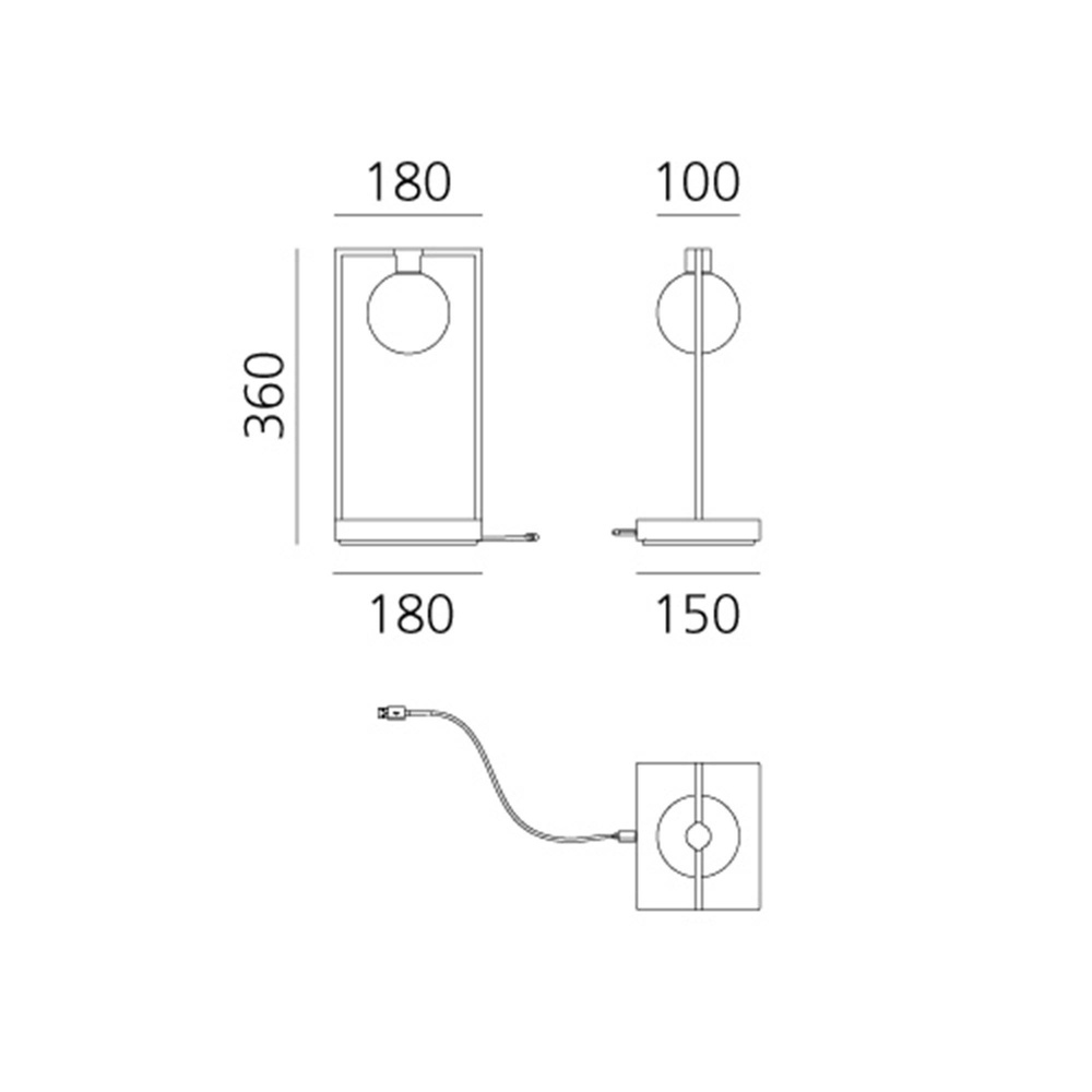 Artemide :: Lampa stołowa Curiosity z kulistym kloszem czarna wys. 36 cm