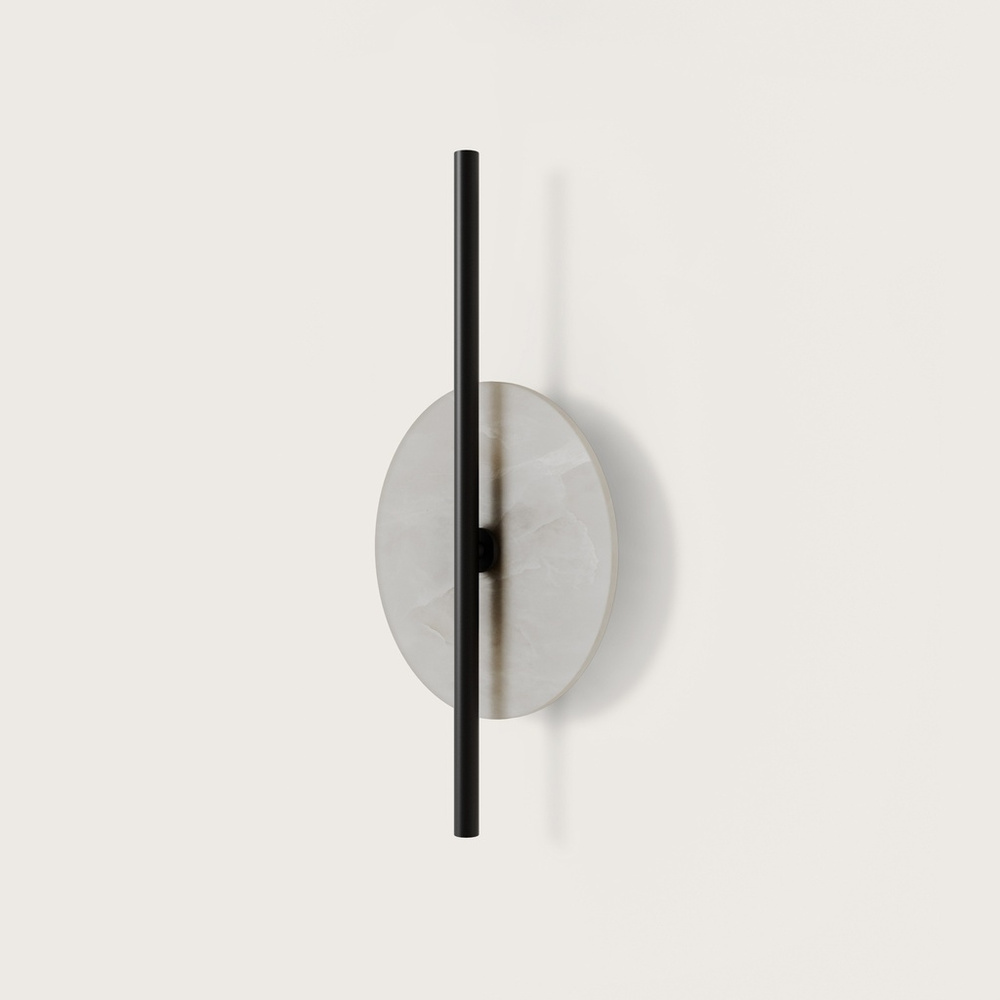 Aromas :: Point wall lamp / sconce, height 60 cm, alabaster / black