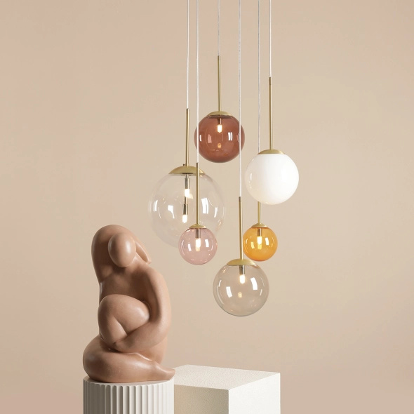 Artera :: Bosso 6 Multicolor Glass/Brass Pendant Lamp