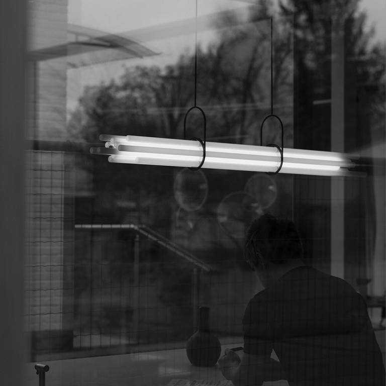 DCW:: NL12 hanging lamp, white and black, width 130 cm