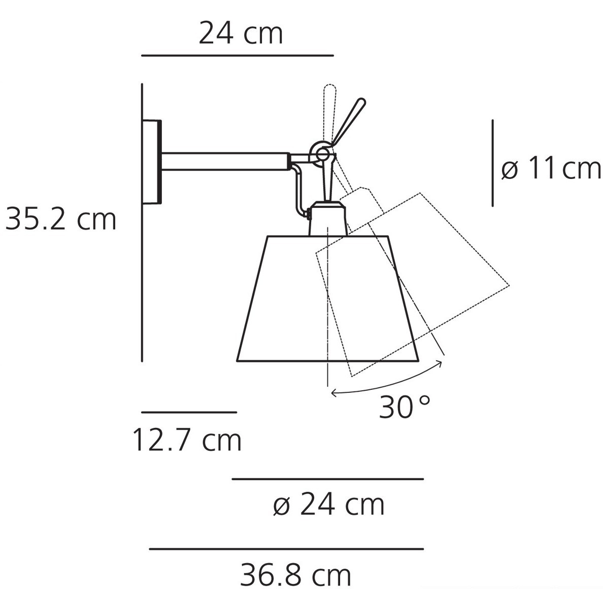 Artemide :: Wandlampe aus Aluminium Tolomeo Parete Durchmesser 24 cm silber