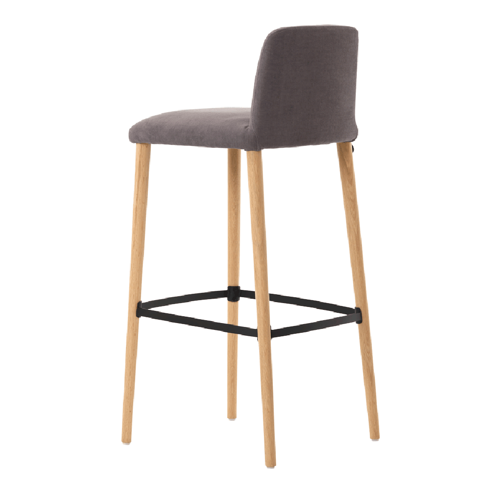 Mobitec :: Rob C06 upholstered bar stool/stool, height 102 cm, gray, wooden legs