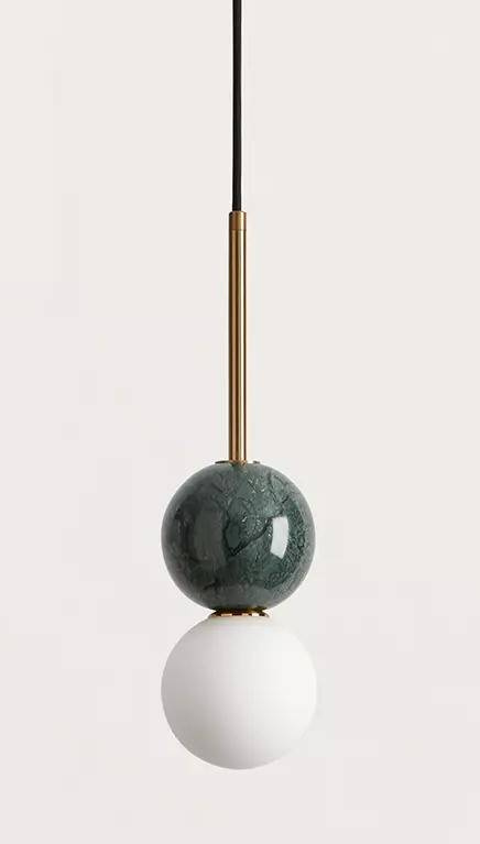 Aromas :: Dalt metal pendant lamp, diameter 10 cm, green marble / gold
