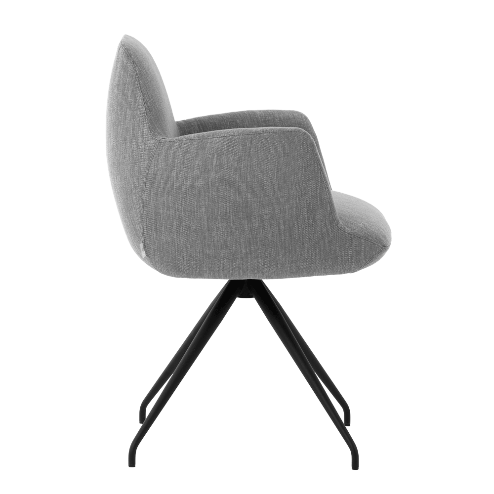 Mobitec :: Mood 101 upholstered chair, gray, with armrests, 61 cm wide, metal legs