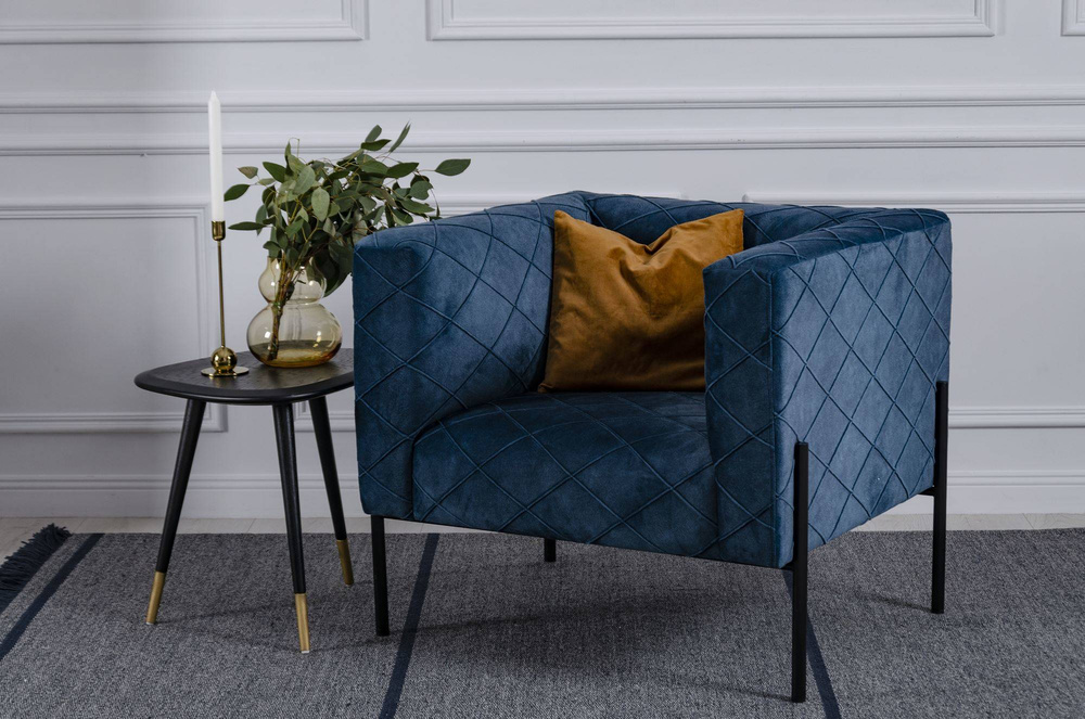 Nordic Line :: Upholstered armchair Block blue 85x76x79 cm