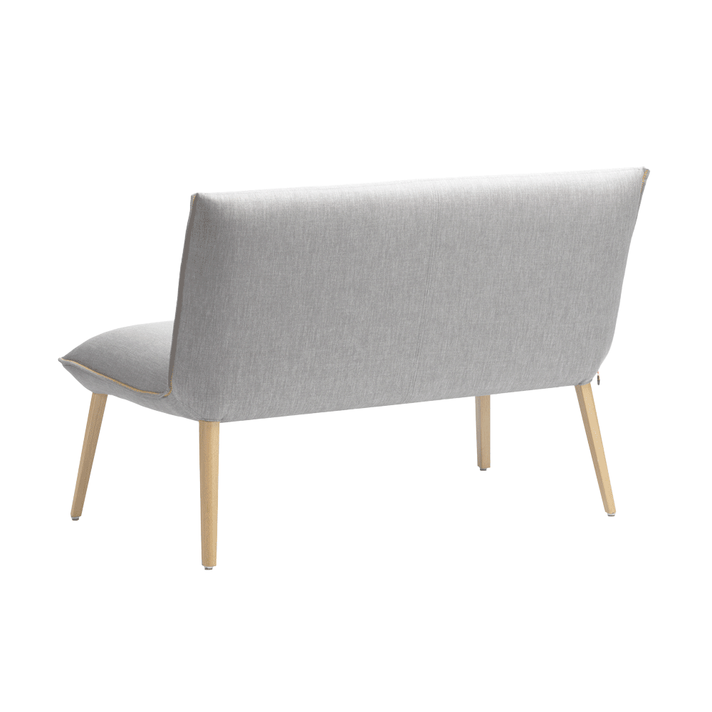 Mobitec :: Soda B21 2-seater upholstered sofa/bench, width 121 cm, gray, with wooden legs