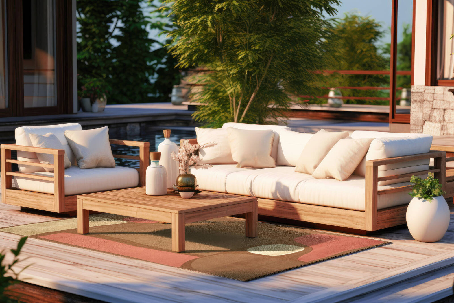 Teppichdekor :: Lugares Pink Outdoor-Teppich braun-pink pflegeleicht