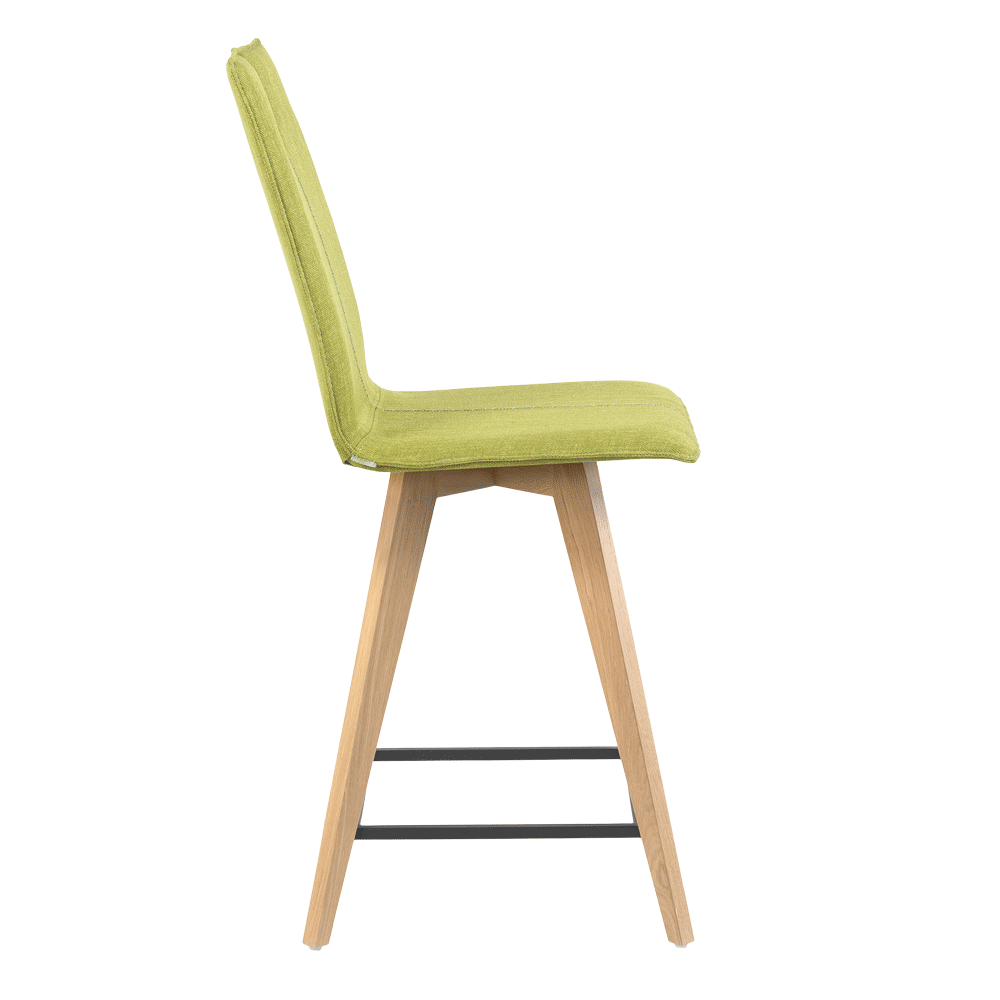 Mobitec :: Upholstered bar stool / bar stool Mood 31, height 108 cm, green, wooden legs