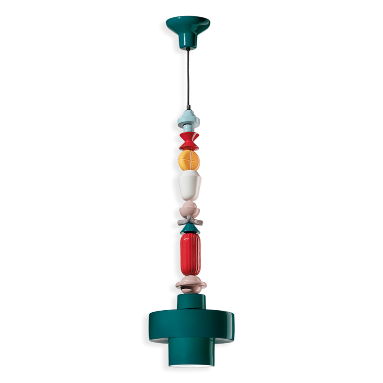 Ferroluce :: Lariat grüne Hängelampe, Höhe 91 cm