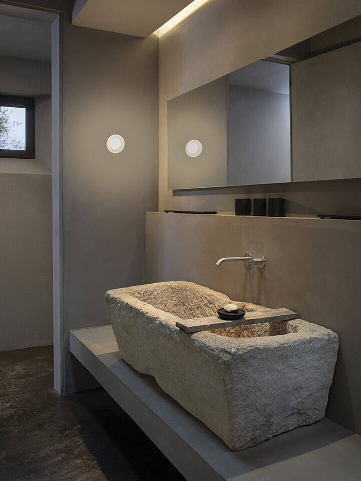 Karman :: Agua outdoor wall lamp / sconce, diameter 13 cm, milky