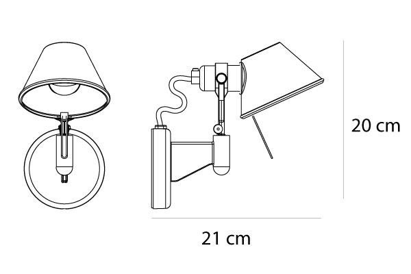 Artemide :: Wall lamp Tolomeo micro faretto without on/off switch silver 21 cm