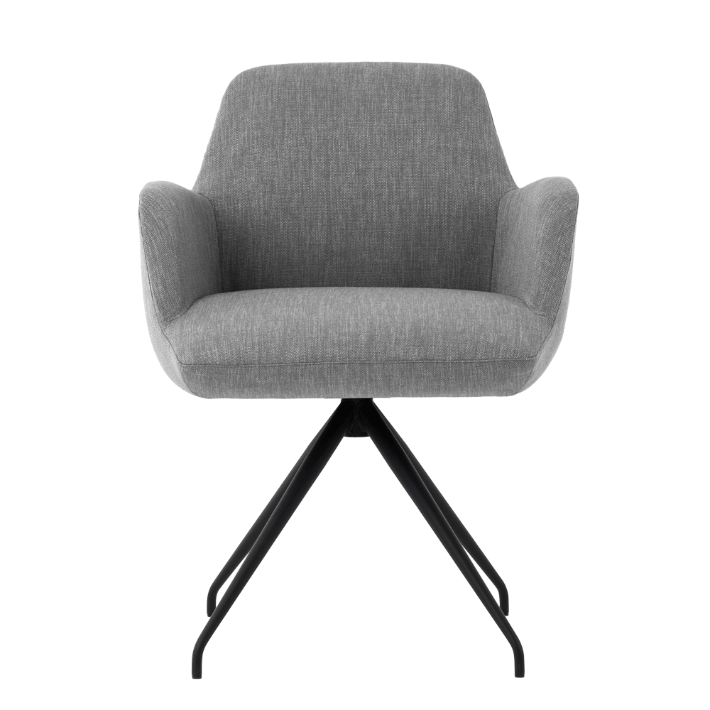 Mobitec :: Mood 101 upholstered chair, gray, with armrests, 61 cm wide, metal legs