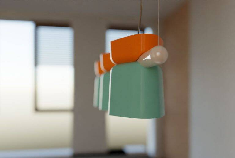 Ferroluce :: Yakitori Hängeleuchte, Breite 130 cm, orange-grau