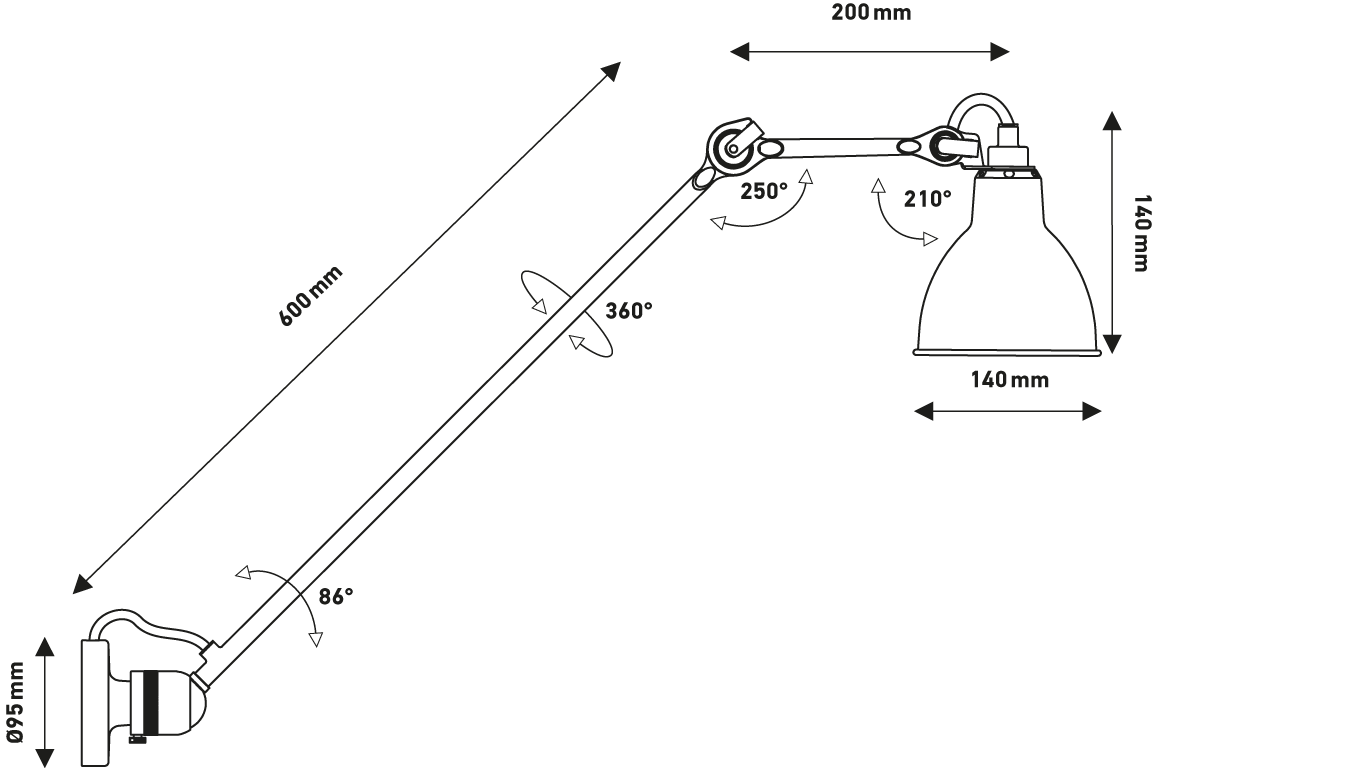 DCW:: Lampe Gras N°304 Wand-/Deckenleuchte schwarz Größe L