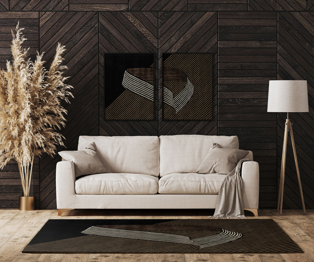 Carpet Decor :: Emerald Gold brown and black handmade rug