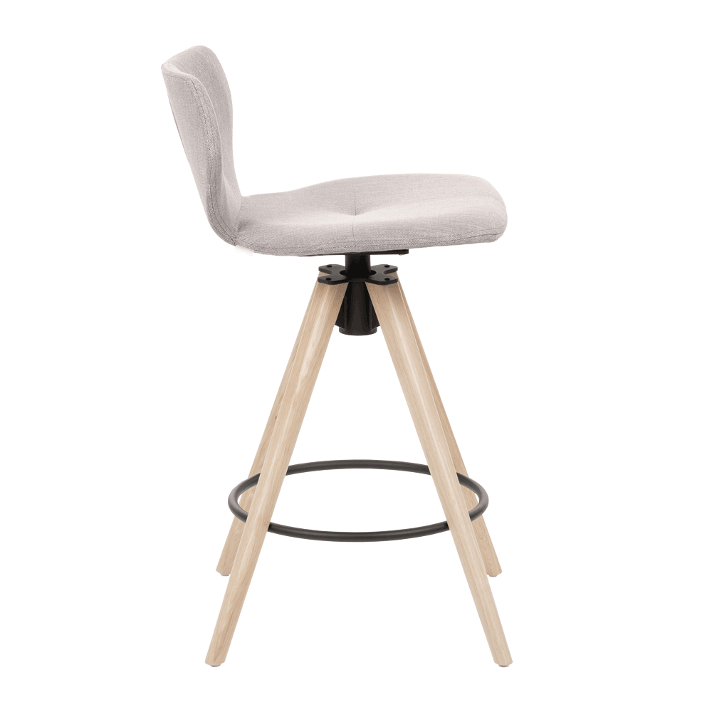 Mobitec :: Upholstered swivel bar stool / stool Mood 91, height 85 cm, gray, wooden legs