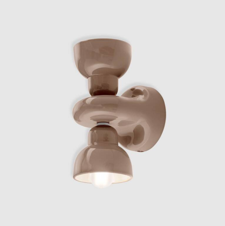 Ferroluce :: Berimbau wall lamp / sconce, height 25.5 cm, brown