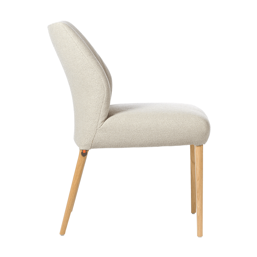 Mobitec :: Enora C04 upholstered chair, cream, width 52 cm, wooden legs