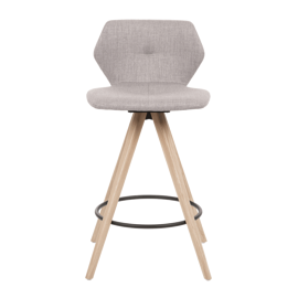 Mobitec :: Upholstered bar stool / bar stool Mood 91, height 85 cm, gray, wooden legs