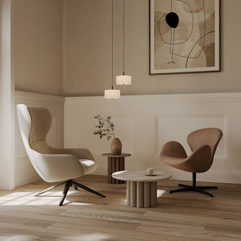 Aromas :: Flow hanging lamp, diameter 20 cm, black/milky shade