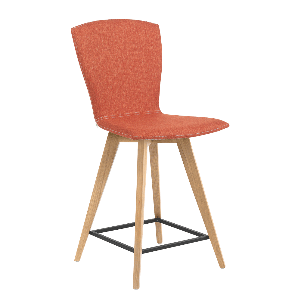 Mobitec :: Upholstered bar stool / bar stool Mood 21 height 101 cm red wooden legs