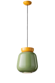 Ferroluce :: Corcovado pendant lamp, diameter 29 cm, ceramic, green and yellow