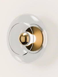 Aromas :: Lampa ścienna / kinkiet Vitree śr. 20 cm transparentne szkło / złoty metal