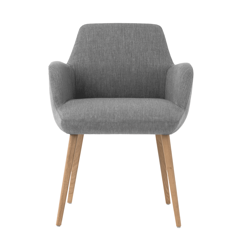 Mobitec :: Mood 101 upholstered chair, gray, with armrests, 61 cm wide, wooden legs