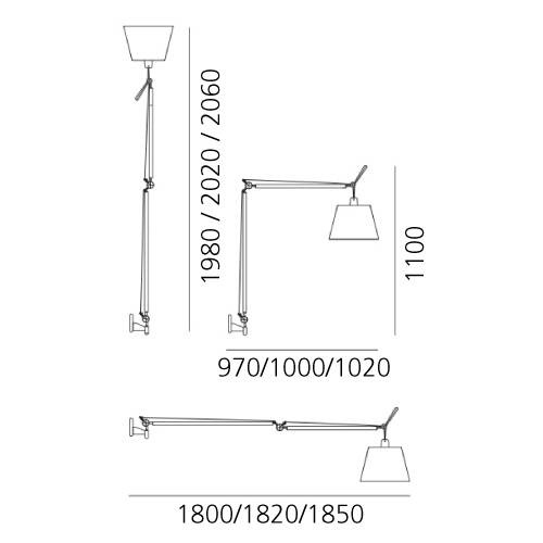 Artemide :: Wall lamp Tolomeo Mega with on-off switch silver dia 42 cm