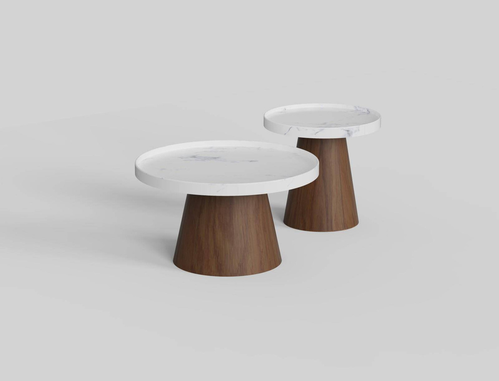 Set of two Nanna Set tables in walnut and white