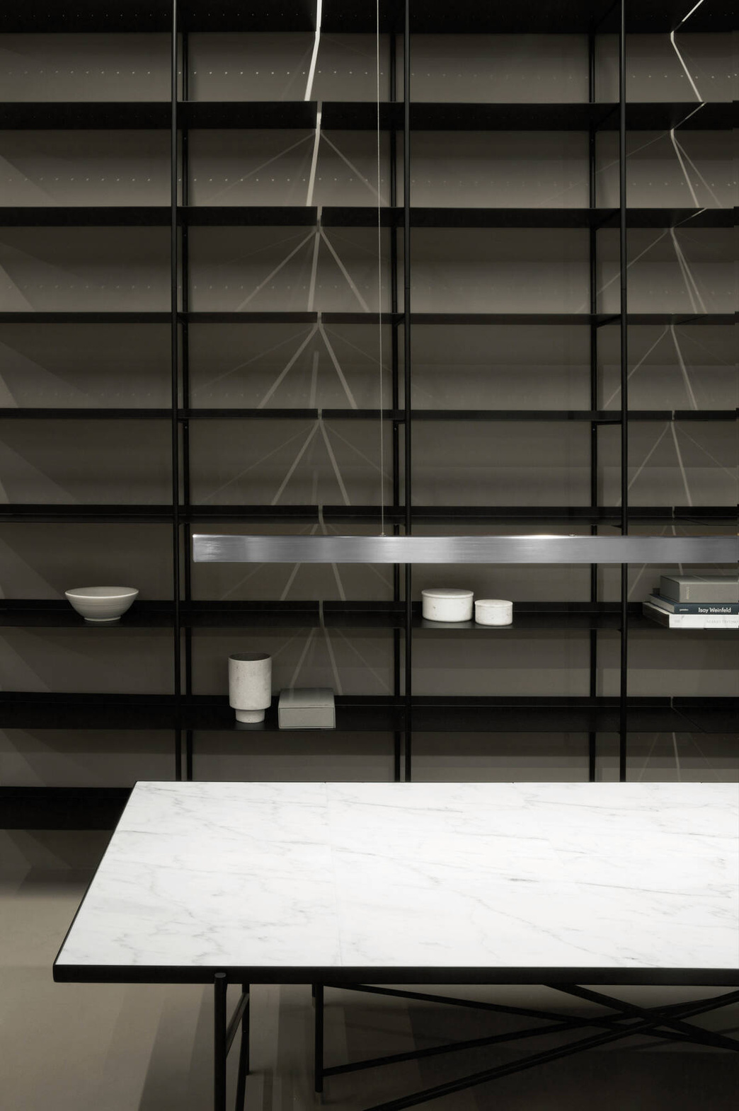 Anour :: I-Model Cordless hanging lamp, width 100 cm, brushed stainless steel