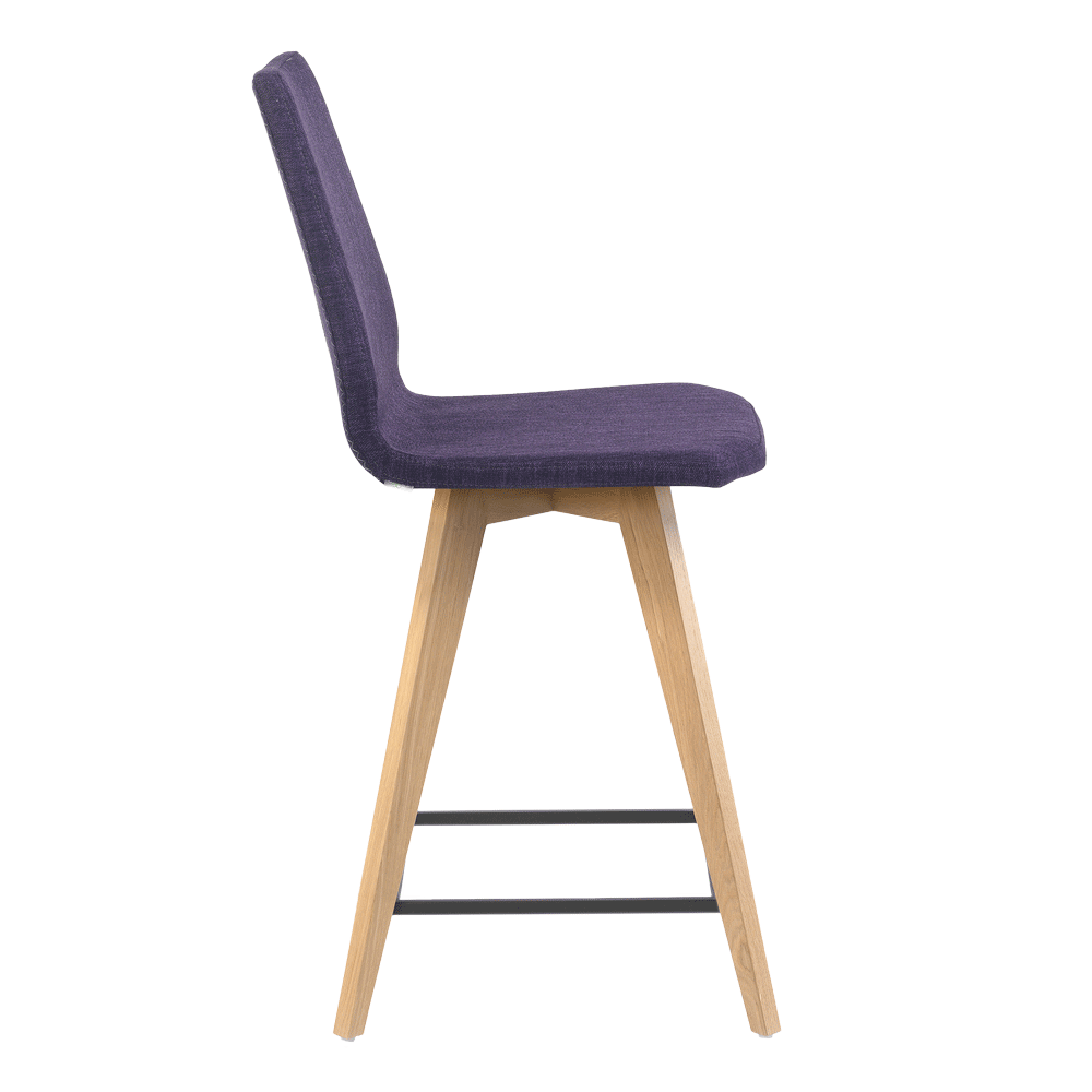 Mobitec :: Upholstered bar stool / bar stool Mood 41, height 101 cm, purple, wooden legs