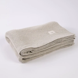 Moyha :: Pled z wełną klasyczny Premium kremowo-szary 130x220 cm