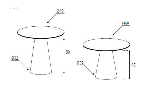 Nordic Line :: Fungi coffee table, height 58 cm, colors to choose from