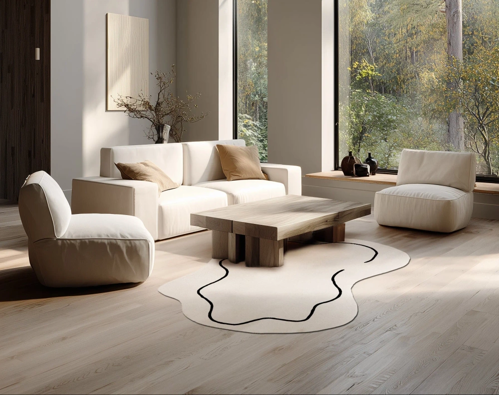 Carpet Decor :: Dywan Loop Ivory asymetryczny 100% wełna kremowy ręcznie wykonany