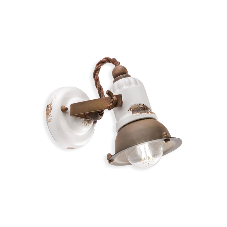 Ferroluce :: Loft antique white wall lamp, shade diameter 9 cm