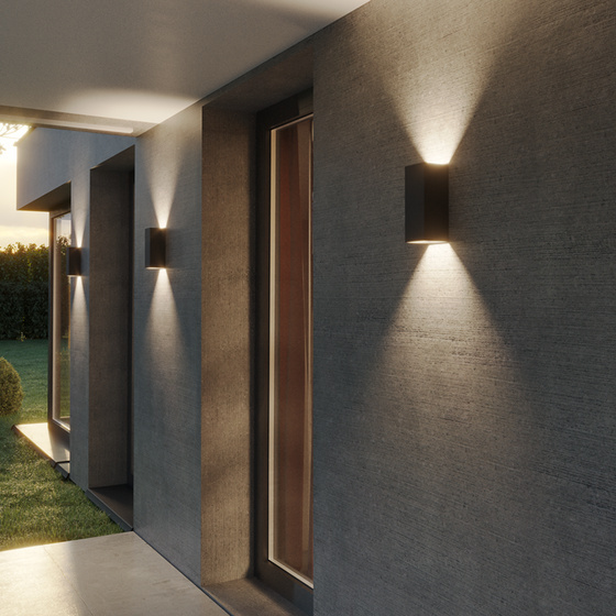 AQForm :: VIP quadratische Up&Down LED Wandleuchte 230V Außen M930 60° Phasenanschnitt schwarz