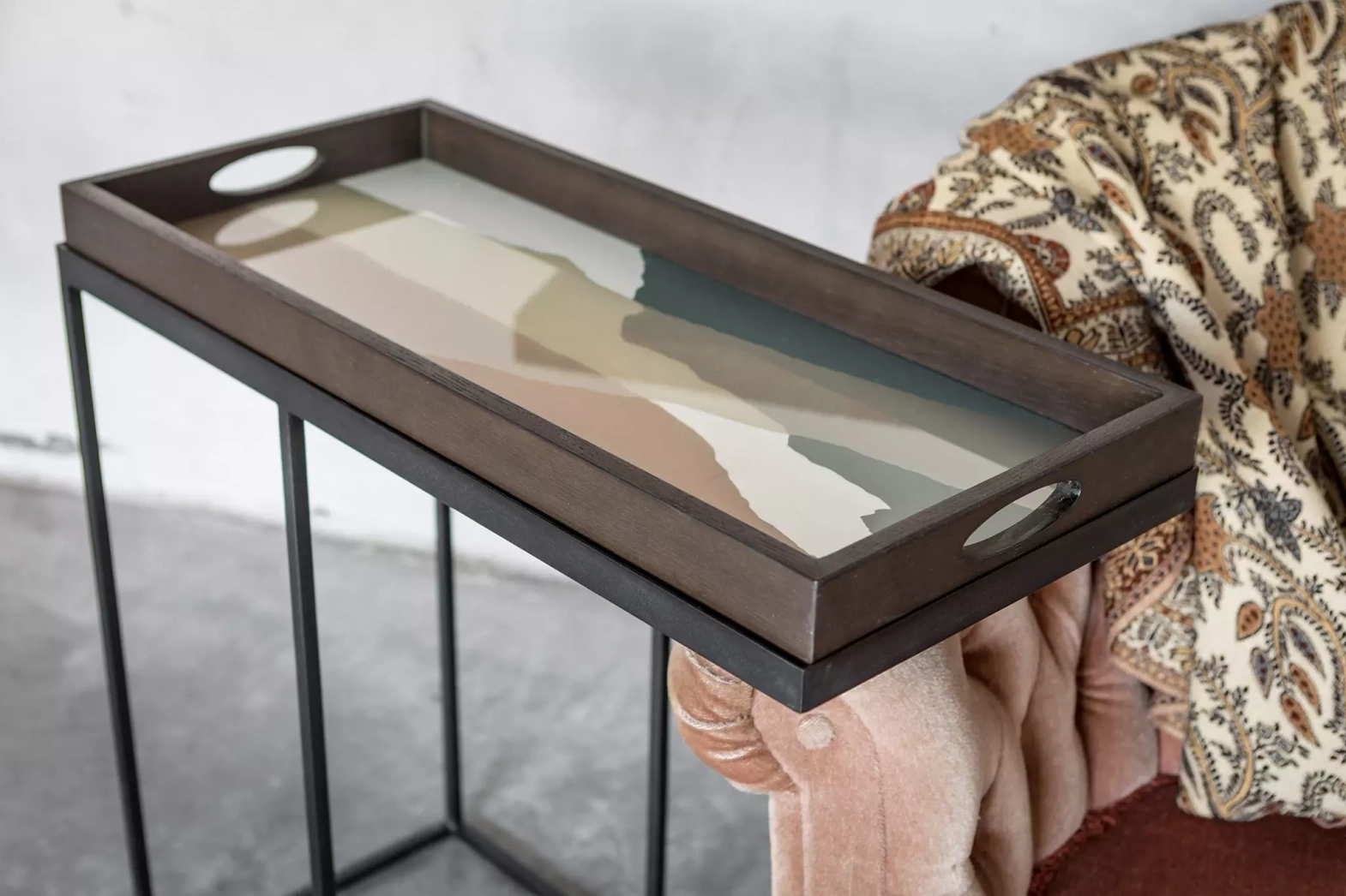 Ethnicraft :: Tablett aus Holz Slate Wabi Größe M multi gelöscht