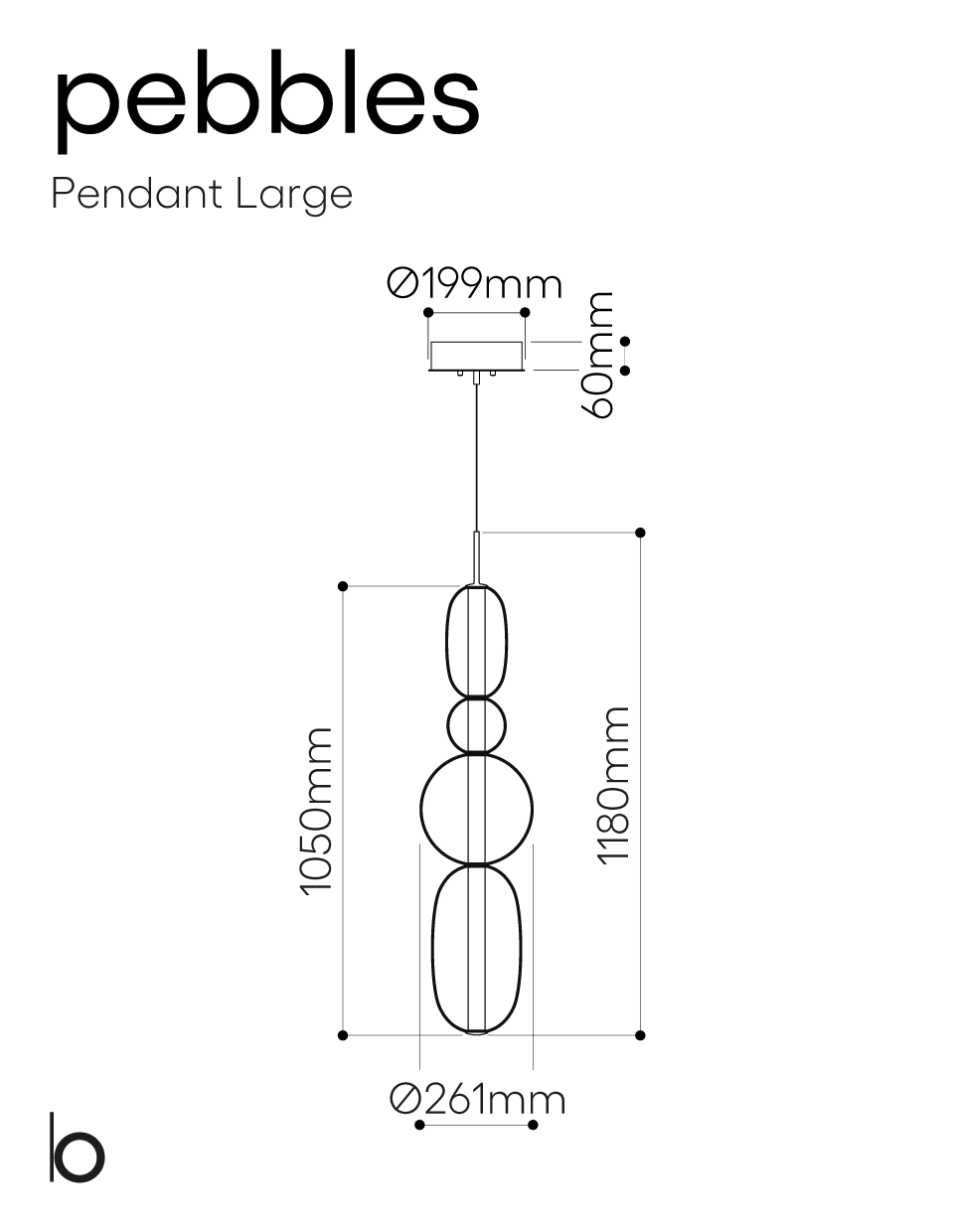 Bomma :: Pebbles L hanging lamp, height 118 cm, multicolor configuration 7