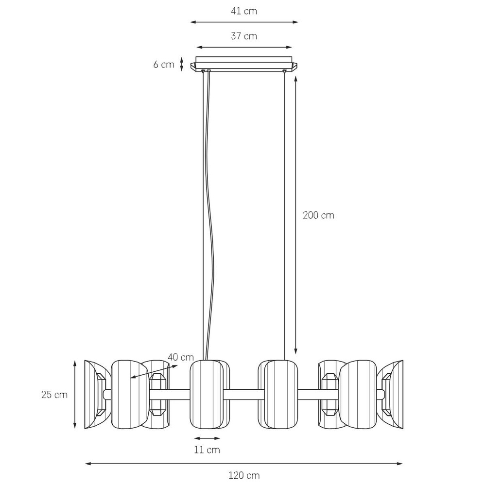 Kaspa :: Apolin Mehrarm-Pendelleuchte, Breite 120 cm, Kobalt