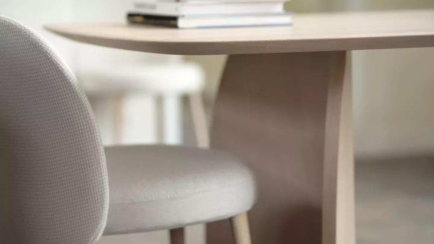 Mobitec :: Neo C01 gray upholstered chair on wooden legs, width 51 cm