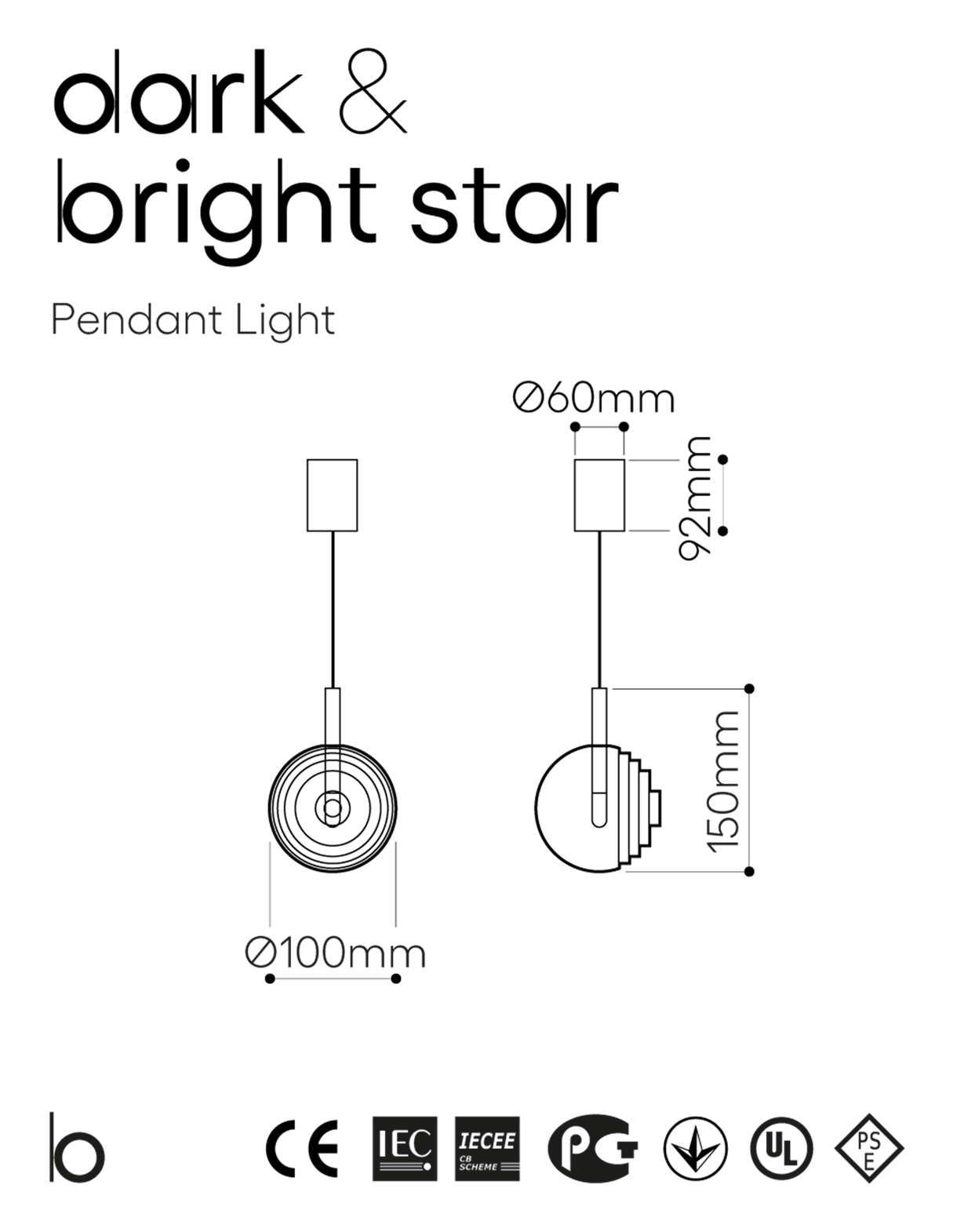 Bomma :: Hängelampe Kristall Dark & Bright Star Durchmesser 10 cm transparent