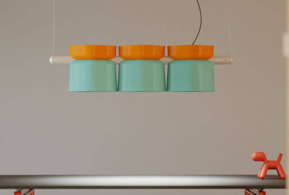 Ferroluce :: Yakitori Hängelampe, Breite 130 cm, beige und gelb