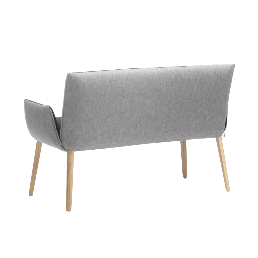 Mobitec :: 2-seater upholstered sofa/bench Soft B23, width 132 cm, gray, with wooden legs