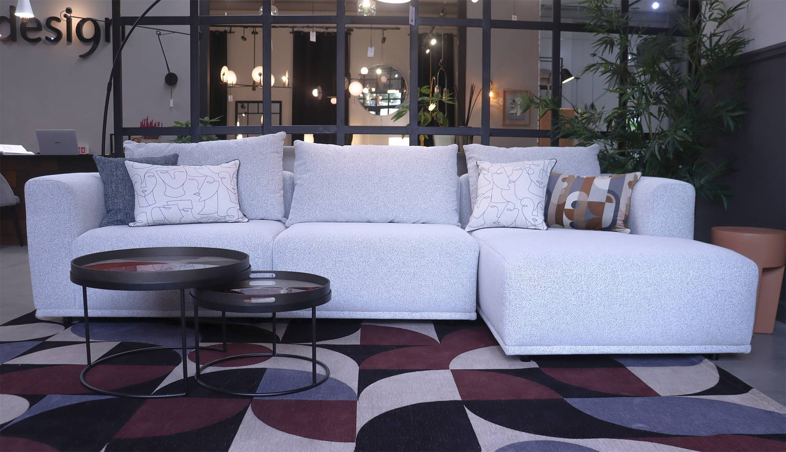 Nordic Line :: Ecksofa / Ecksofa rechts Elle hellgrau Breite 314 cm